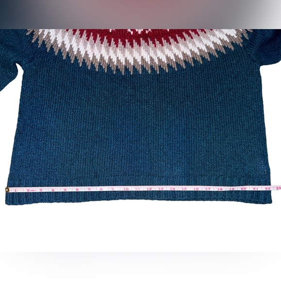 American Eagle AEO Teal Knit Pullover Sweater Fair Isle - Picture 9 of 11